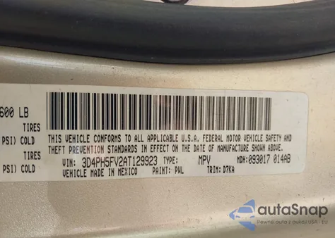 2010 Dodge Journey Sxt из США, поврежденный, VIN 3D4PH5FV2AT129923